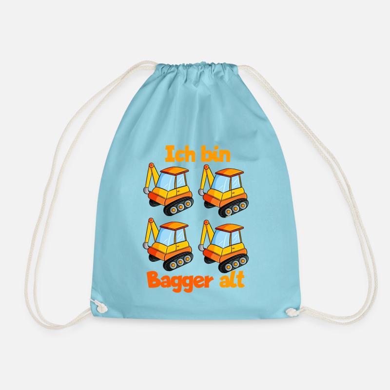 Bagger 4. Geburtstag Jungen Baustelle - Turnbeutel - Aqua