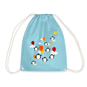 Penguins (balloons) - Drawstring Bag - aqua - Front