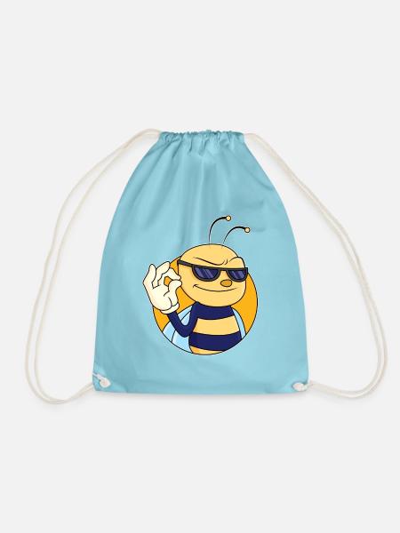 OK Zeichen Biene - Turnbeutel - Aqua