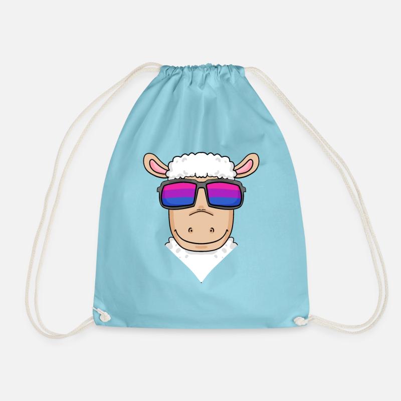 Bisexual sheep - sheep with glasses - Drawstring Bag - aqua