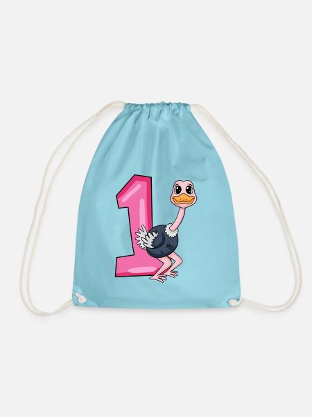 1 Geburtstag 1 Jahre alt mit Tier Motiv - Eins - Turnbeutel - Aqua