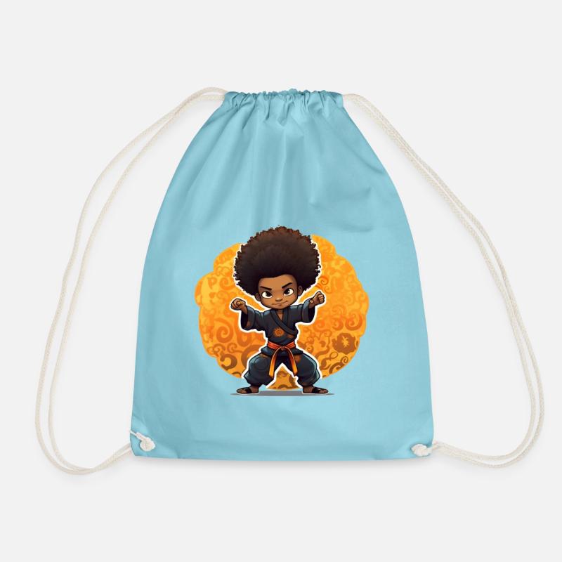 Kampfkunst-Kind mit Afro-Style - Turnbeutel - Aqua