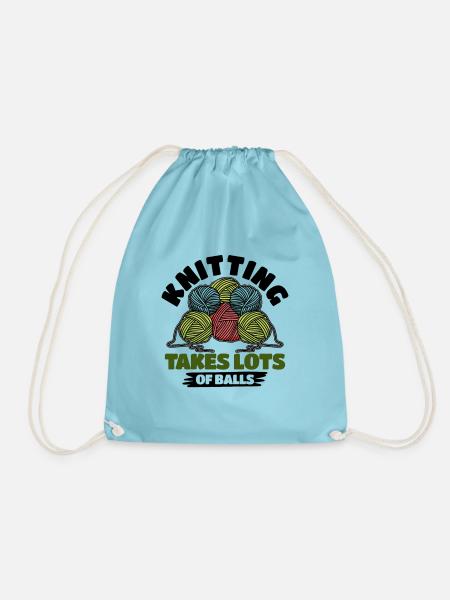 Knitting takes lots of balls - Turnbeutel - Aqua