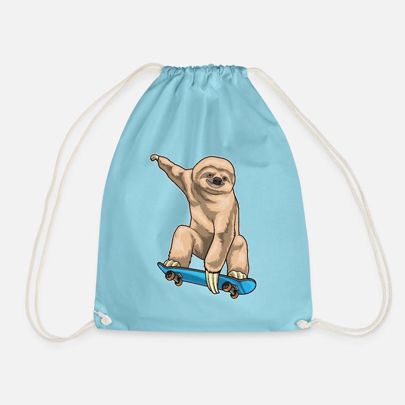 Faultier Skater Skateboard - Turnbeutel - Aqua