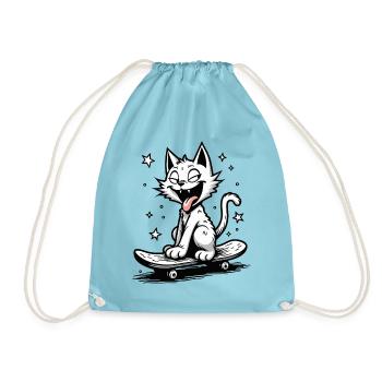 Skateur Skateur Chat Skateboard Patinage - Sac de sport léger - aqua - Devant