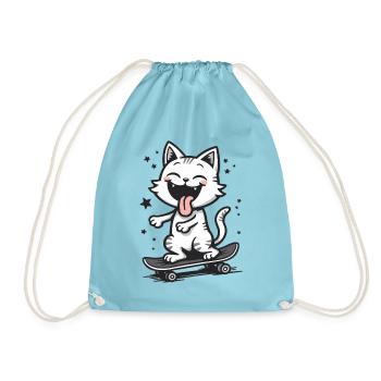 Skateur Skateur Chat Skateboard Patinage - Sac de sport léger - aqua - Devant