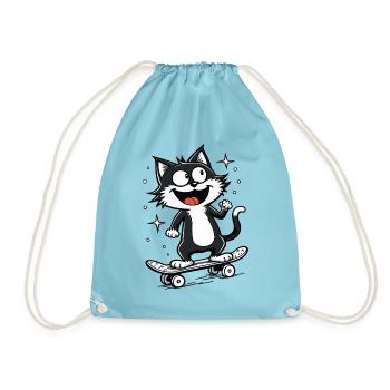 Skateur Skateur Chat Skateboard Patinage - Sac de sport léger - aqua - Devant