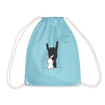 Rock Hase – Der coolste Hase im Rampenlicht - Turnbeutel - Aqua - Vorne