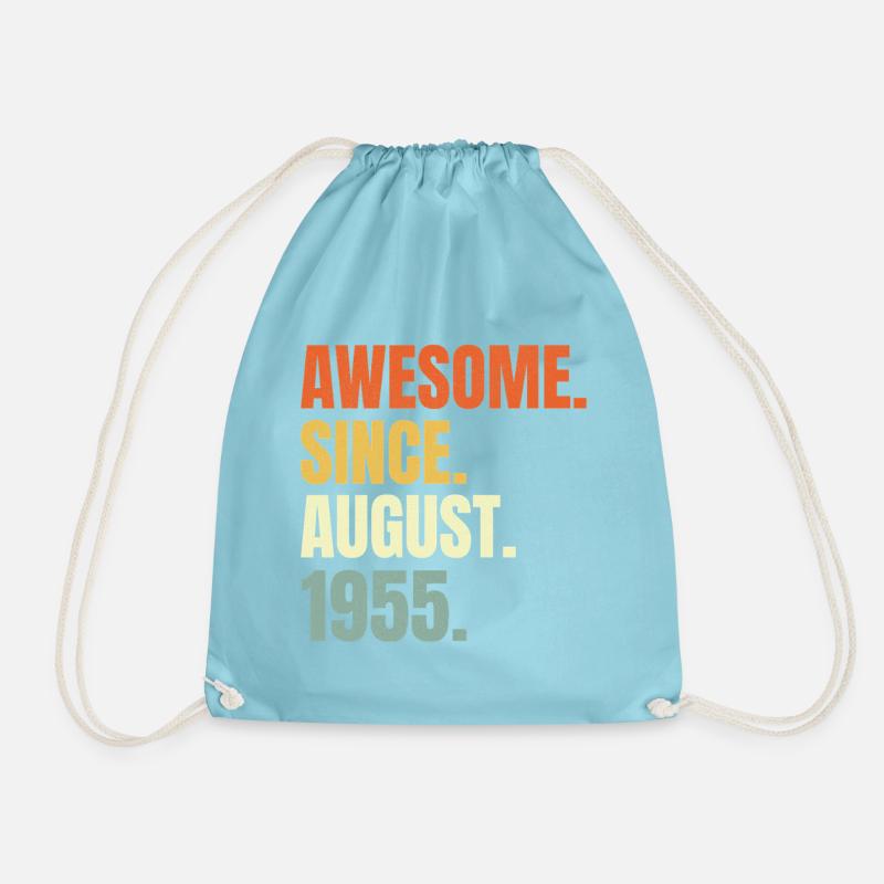 awesome since august 1955 birthday - Drawstring Bag - aqua