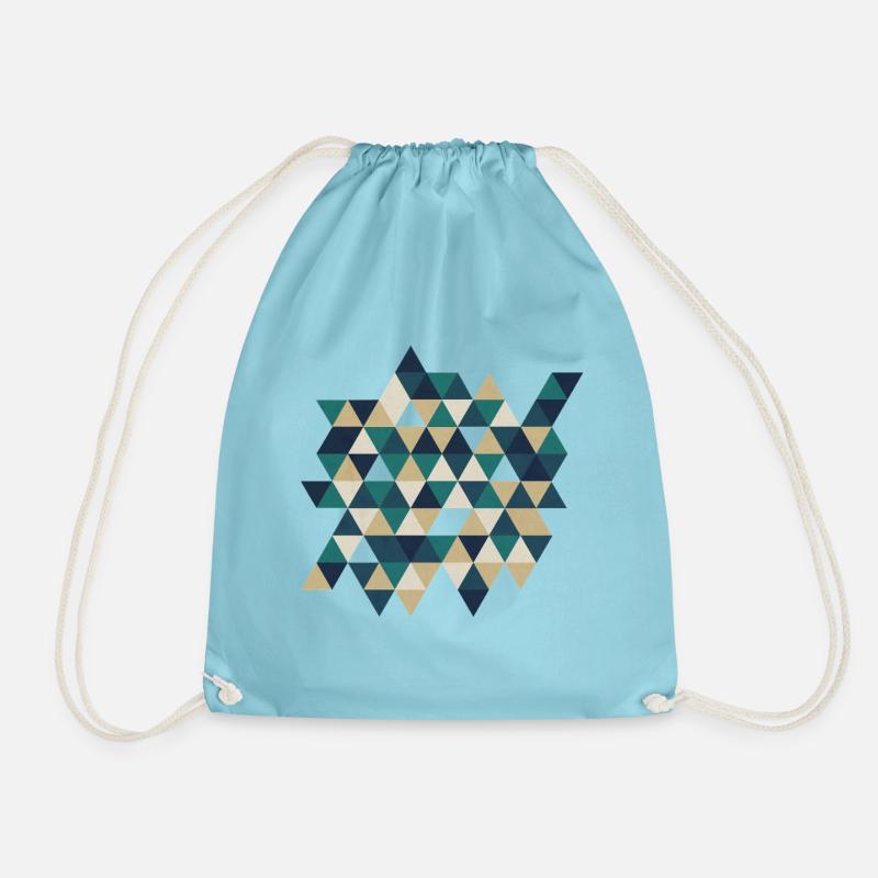 Geometric Triangle Mosaic - Drawstring Bag - aqua