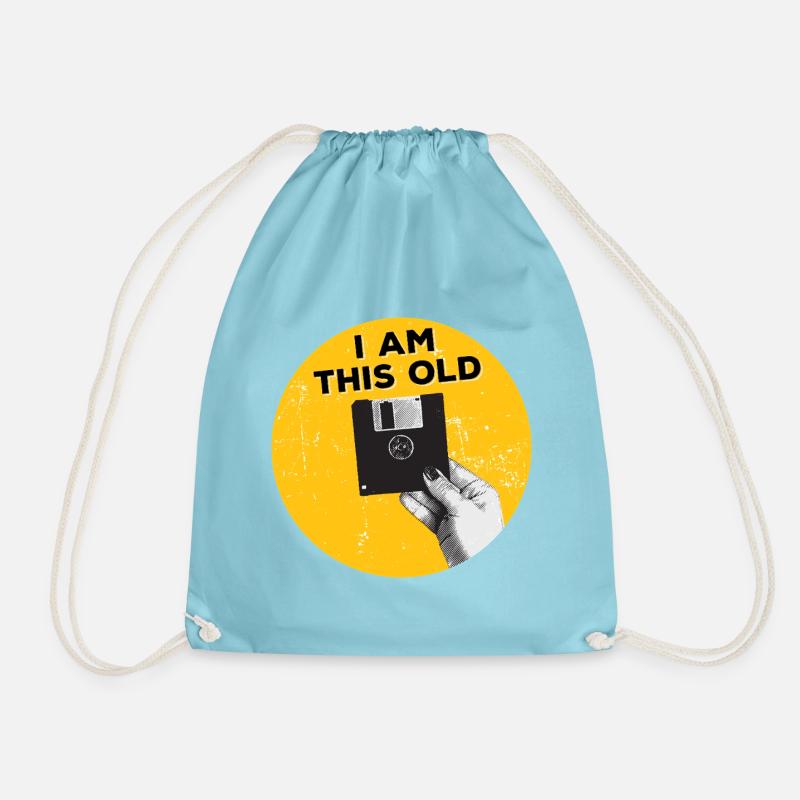 I am this old floppy disk 80s retro - Drawstring Bag - aqua