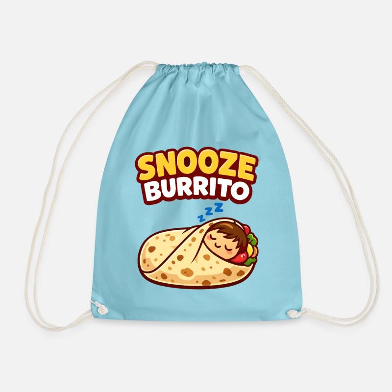 Snooze Burrito Funny Sleep Burrito Design - Drawstring Bag - aqua