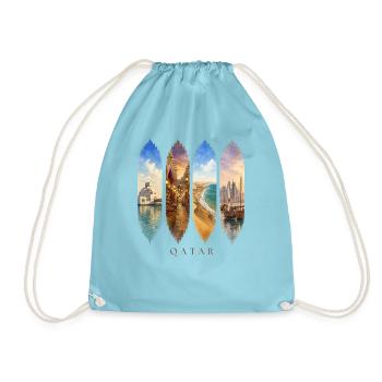 Qatar Travel – Doha & Wüste Motiv - Turnbeutel - Aqua - Vorne