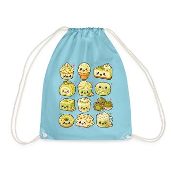 Kawaii Pistazie | Desserts & Süßes - Turnbeutel - Aqua - Vorne