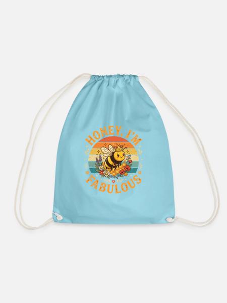 Honey I'm Fabulous Bee Retro Circle - Turnbeutel - Aqua