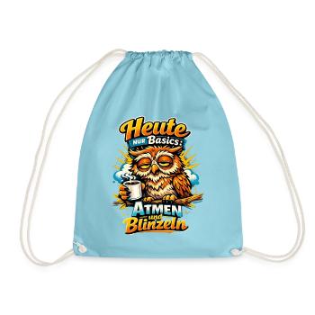 Heute nur Basics: Atmen und Blinzeln - Lustiger - Turnbeutel - Aqua - Vorne