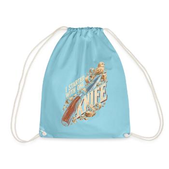 Holzschnitzerei Schnitzen Holzschnitzen - Turnbeutel - Aqua - Vorne