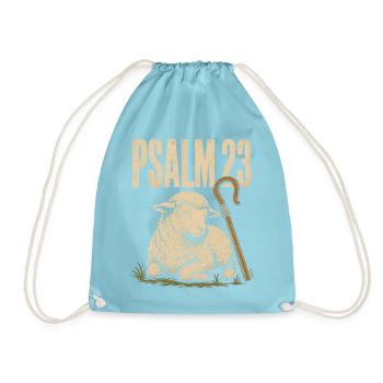 Psalm 23 Der Herr ist mein Hirte Lamm und Stab - Turnbeutel - Aqua - Vorne