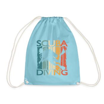 Retro Taucher SCUBA DIVING Für Schnorchler Taucher - Turnbeutel - Aqua - Vorne