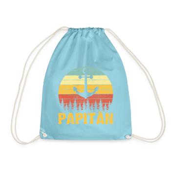 Papitän Papa Kapitän Anker Vatertag Geschenk - Turnbeutel - Aqua - Vorne