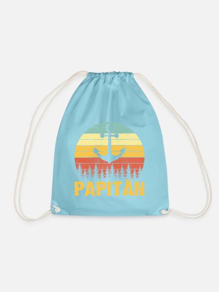 Papitän Papa Kapitän Anker Vatertag Geschenk - Turnbeutel - Aqua