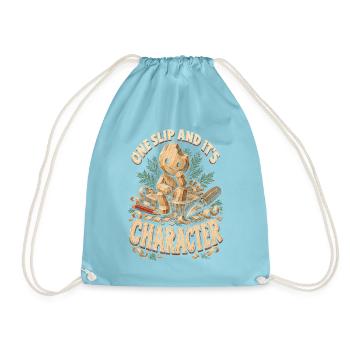 Holzschnitzerei One Slip And Its Character - Turnbeutel - Aqua - Vorne