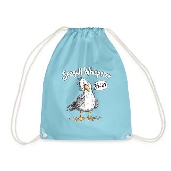 Seagull Whisperer I Lustige Möwe Maritim Spruch - Turnbeutel - Aqua - Vorne