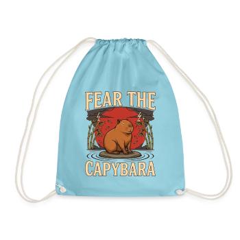 Fear the Capybara – Lustiges Vintage-Tierdesign - Turnbeutel - Aqua - Vorne