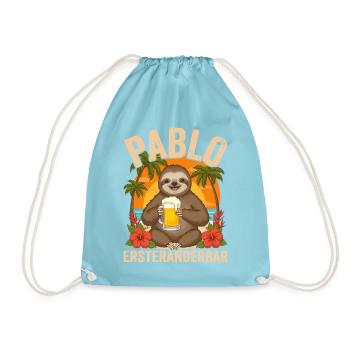 Pablo Ersteranderbar Faultier Bier Fun Motiv - Turnbeutel - Aqua - Vorne