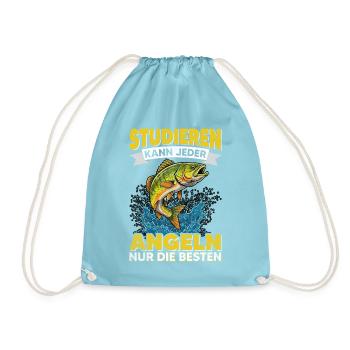 Angeln Angler Fischer Studium Lustiger Spruch - Turnbeutel - Aqua - Vorne