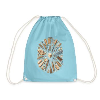 Holzschnitzerei Schnitzen Holzschnitzen - Turnbeutel - Aqua - Vorne