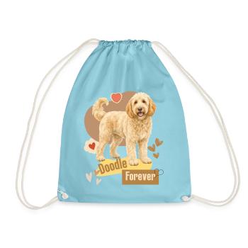 Doodle Hund Forever Herzchen - Turnbeutel - Aqua - Vorne