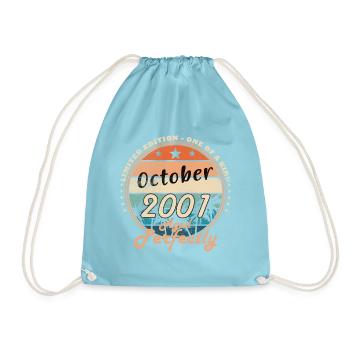 25. Geburtstag Geschenk Mann Original Oktober 2001 - Turnbeutel - Aqua - Vorne