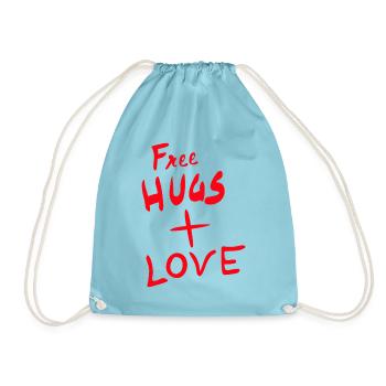 Free Hugs and Love Logo - Turnbeutel - Aqua - Vorne