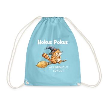 Hokus Pokus Katze Besen Spruch Sarkasmus Humor - Turnbeutel - Aqua - Vorne