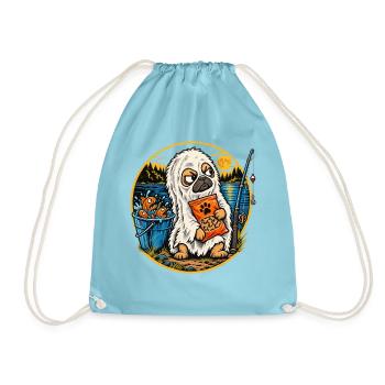 Halloween Mops im Lakenkostüm mit Leckerlis am - Turnbeutel - Aqua - Vorne