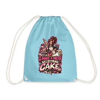 Kuchenchaos Spruch Cake-Design - Turnbeutel - Aqua - Vorne