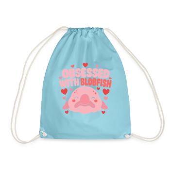 Besessen Von Blobfischen Süße Rosa Herzen Kawaii - Turnbeutel - Aqua - Vorne