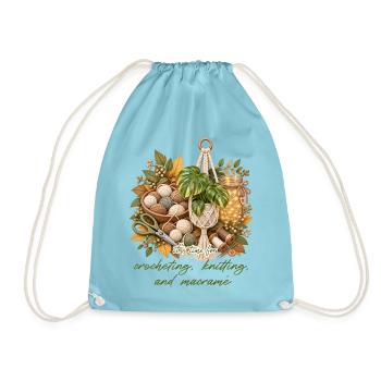 Herbstknoten: Makramee, Häkeln & Stricken - Turnbeutel - Aqua - Vorne