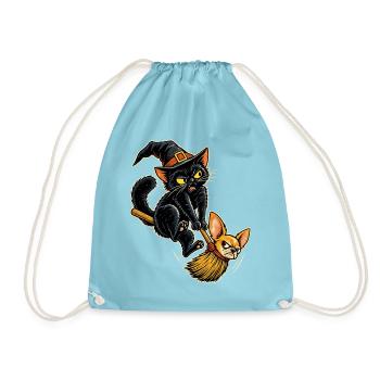 Halloween Hexenkatze mit störrischem - Turnbeutel - Aqua - Vorne