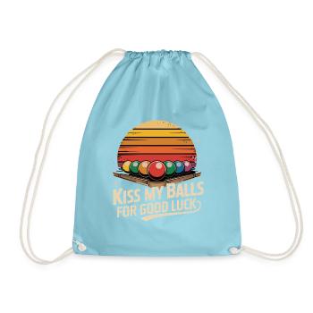 Kiss My Balls For Good Luck Billardkugeln Retro - Turnbeutel - Aqua - Vorne