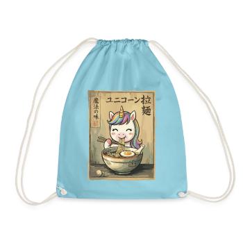 Kawaii Einhorn Ramen Nudeln Japan Retro - Turnbeutel - Aqua - Vorne