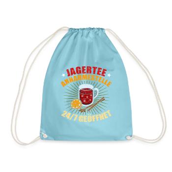 Jagertee Annahmestelle Glühweinstand - Turnbeutel - Aqua - Vorne
