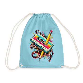 Retro Kassetten-Kunststift-Splash - Turnbeutel - Aqua - Vorne