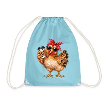 Coffee Chick mit Bandana und Sonnenbrillen - Turnbeutel - Aqua - Vorne