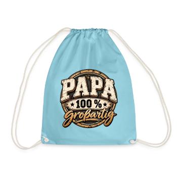 Vatertag Papa 100% großartig Geschenk für Papa - Turnbeutel - Aqua - Vorne
