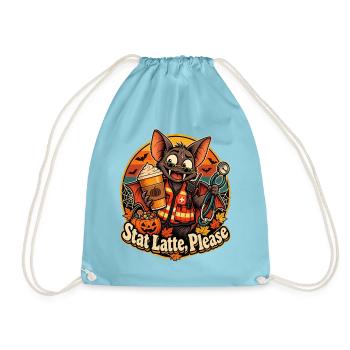 Halloween Fledermaus Notarzt Stat Latte Please - Turnbeutel - Aqua - Vorne