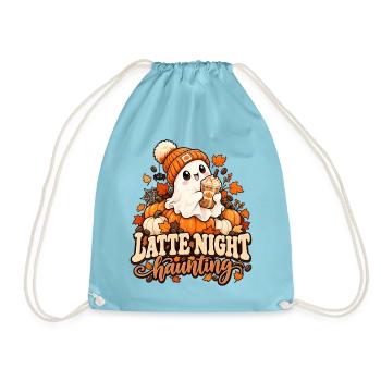 Kürbis Latte Nacht Spuk - Turnbeutel - Aqua - Vorne