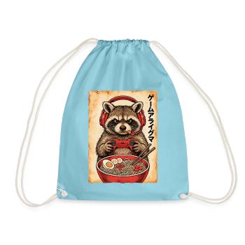 Gamer, Gaming, Japanische, Zocker, Capybara, Ramen - Turnbeutel - Aqua - Vorne