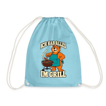 Ich hab alles im Grill – Grillbär Grillmeister - Turnbeutel - Aqua - Vorne